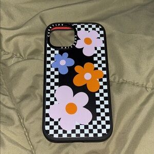 Casetify Floral Checkered Phone Case - Black, Orange, Purple
